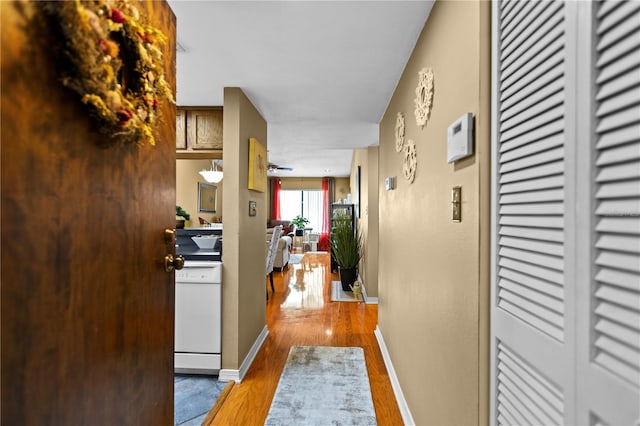 corridor featuring light hardwood / wood-style floors