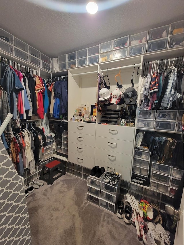 spacious closet with carpet flooring