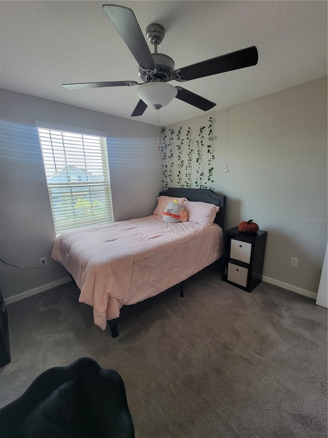 bedroom with carpet and ceiling fan