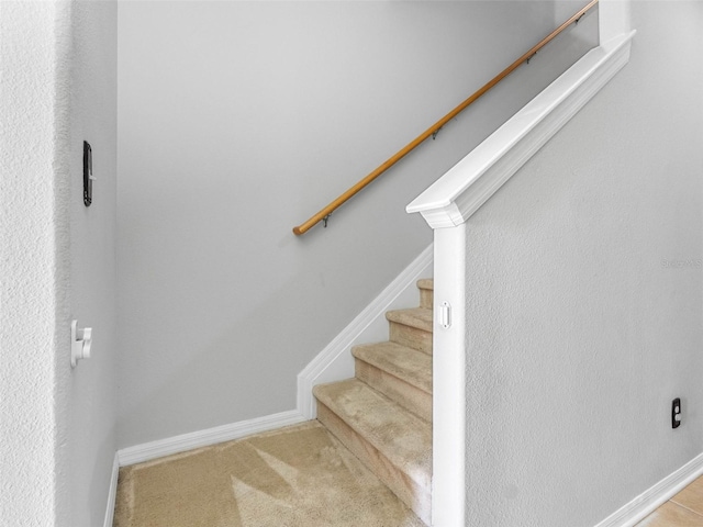 12820 Belvedere Song Way, Riverview, FL 33578 - stairway featuring baseboards and carpet