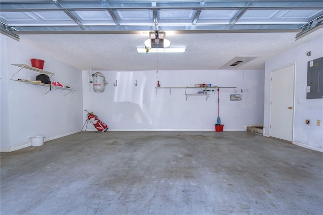 garage featuring electric panel and a garage door opener