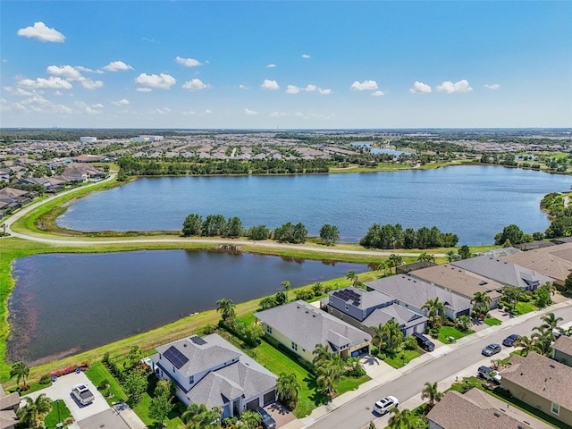 bird's eye view featuring a water view