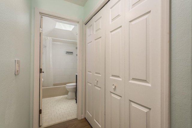 hallway featuring dark hardwood / wood-style flooring