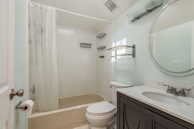 full bathroom featuring vanity, toilet, and shower / bath combo