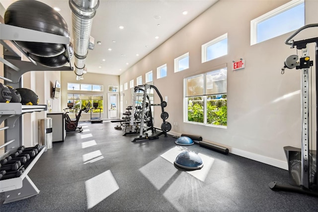 gym featuring a high ceiling