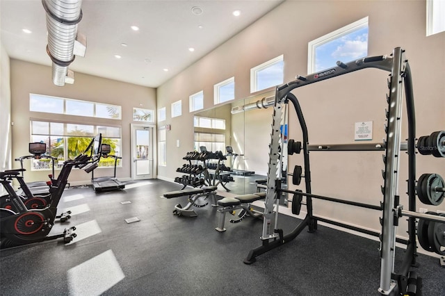 workout area featuring plenty of natural light