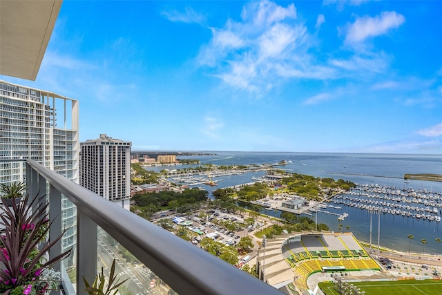 balcony with a water view