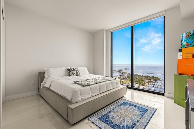 bedroom with a water view