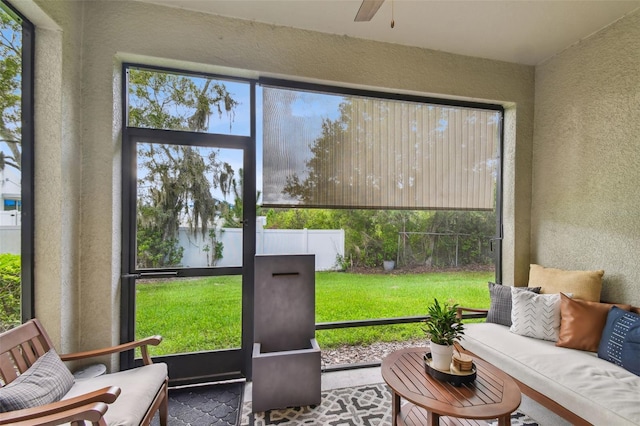 10012 Corso Milano Dr, Tampa, FL 33625 - sunroom / solarium featuring an outdoor living space and ceiling fan