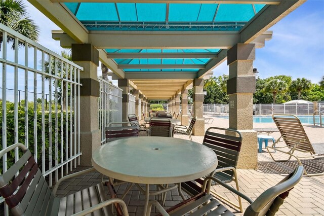 view of patio / terrace featuring a community pool