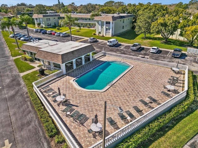 view of pool featuring a patio