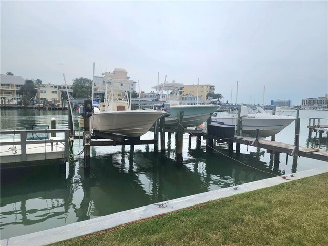 dock area featuring a water view