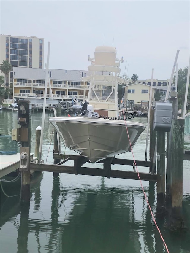 view of dock featuring a water view