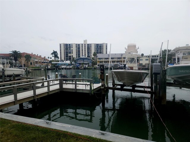 view of dock featuring a water view