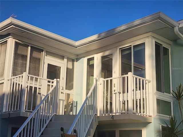 doorway to property with a balcony