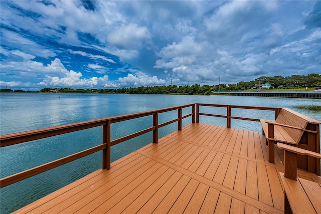 dock area featuring a water view