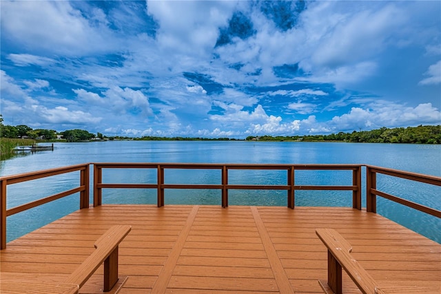 dock area featuring a water view