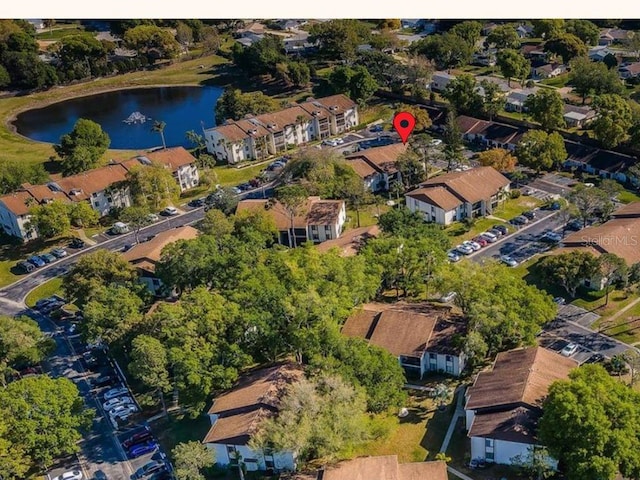 bird's eye view featuring a water view