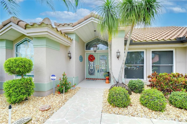 property entrance with french doors