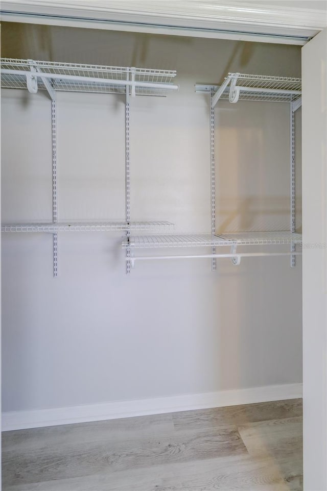 spacious closet featuring light hardwood / wood-style floors