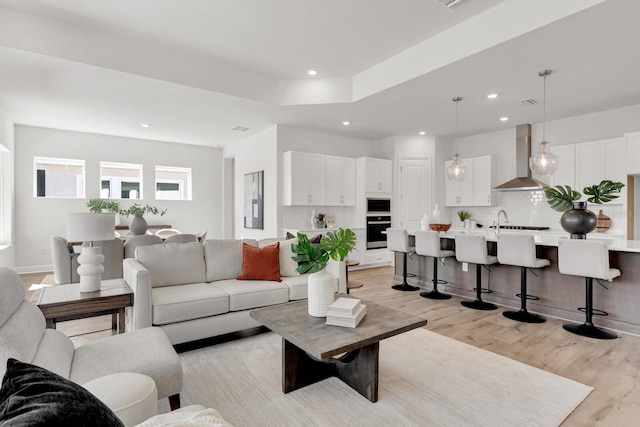 living room featuring light hardwood / wood-style flooring