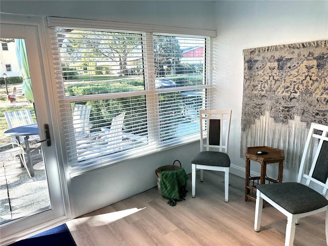 sitting room with a healthy amount of sunlight and light wood-type flooring