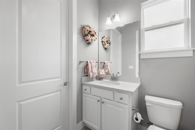 bathroom with toilet and vanity