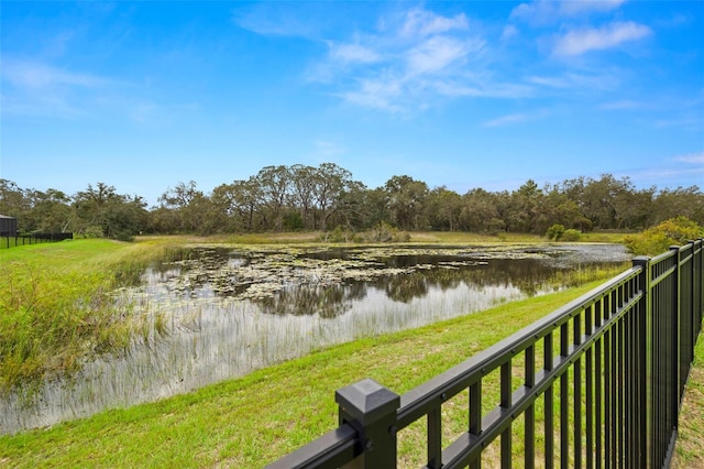 property view of water with fence