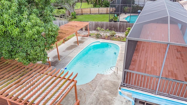 view of swimming pool featuring a patio