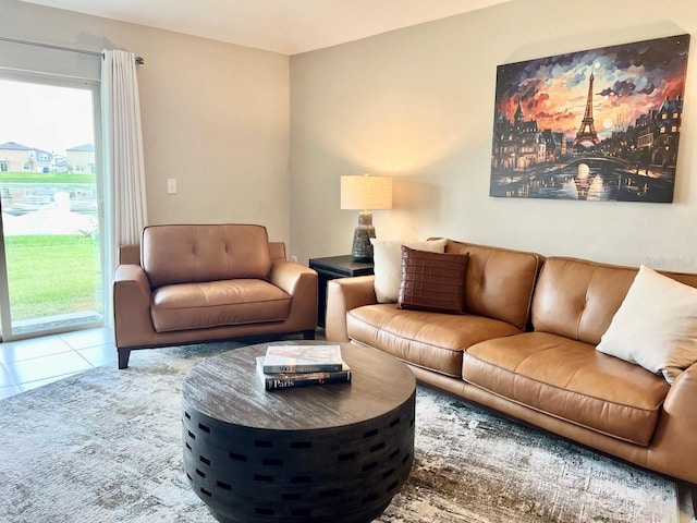 view of tiled living room