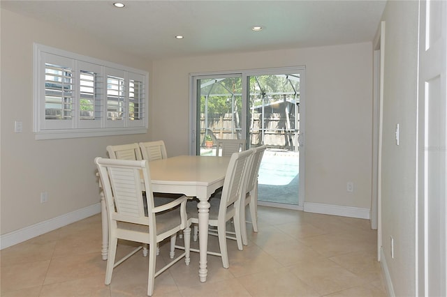 view of tiled dining space