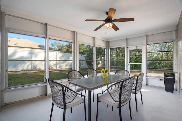 sunroom with ceiling fan and a healthy amount of sunlight