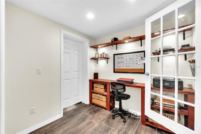 office area with hardwood / wood-style floors