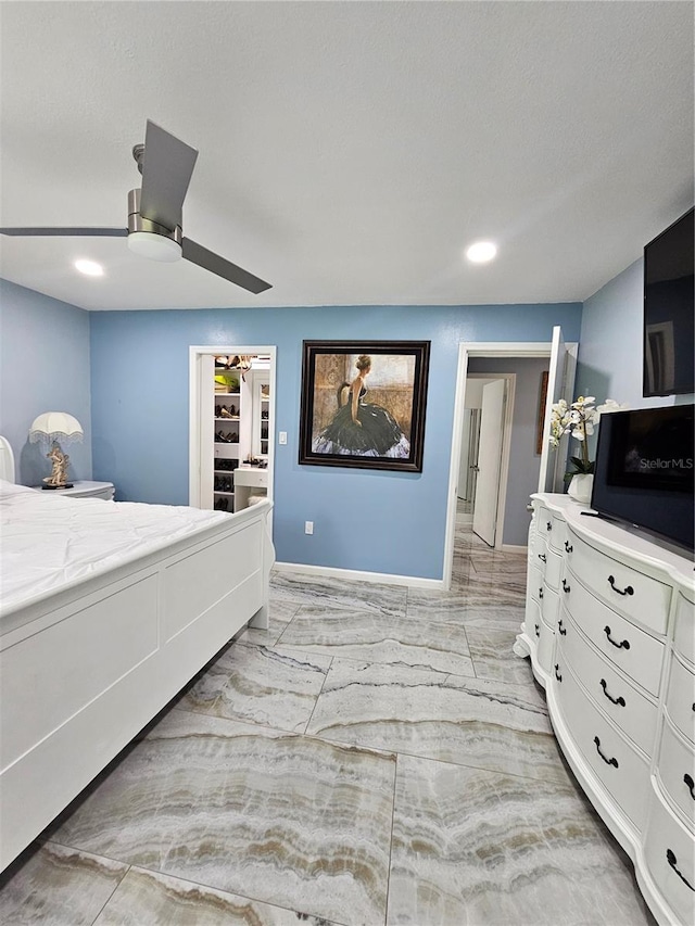 4810 N Galloway Rd, Lakeland, FL 33810 - bedroom featuring a spacious closet, a ceiling fan, baseboards, recessed lighting, and a closet