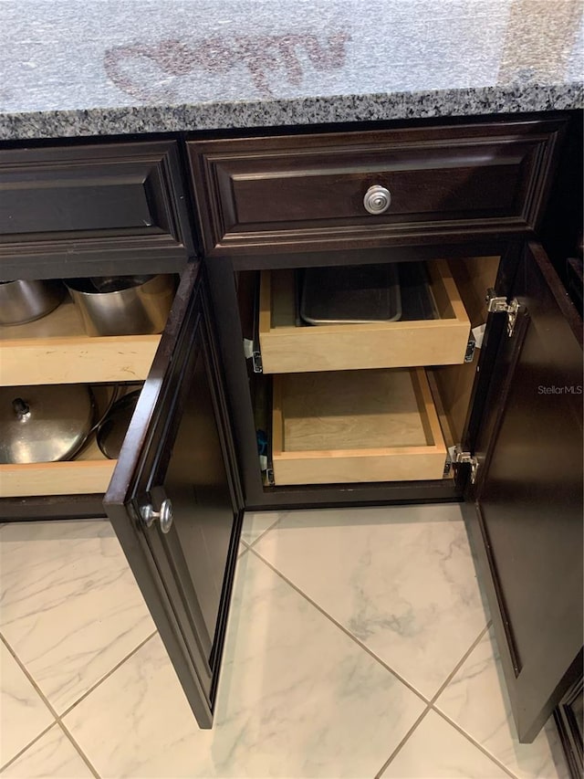 details featuring dark brown cabinets