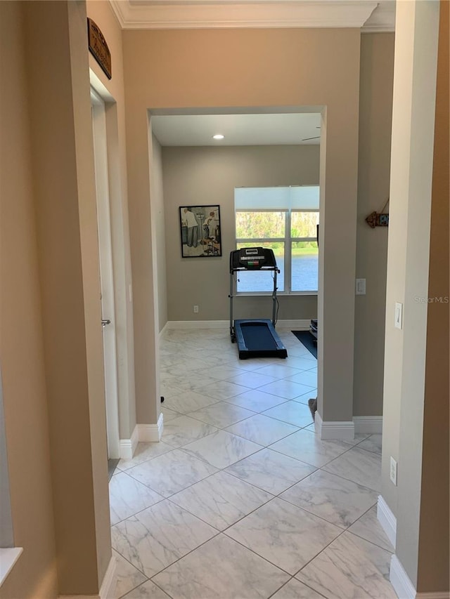 hall with crown molding