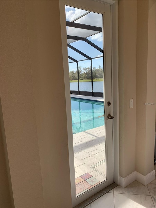 doorway with a water view