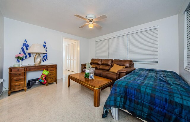 bedroom featuring ceiling fan