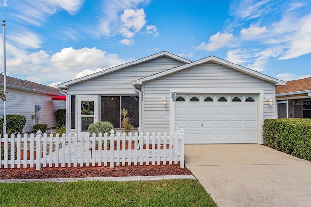 ranch-style home with a garage