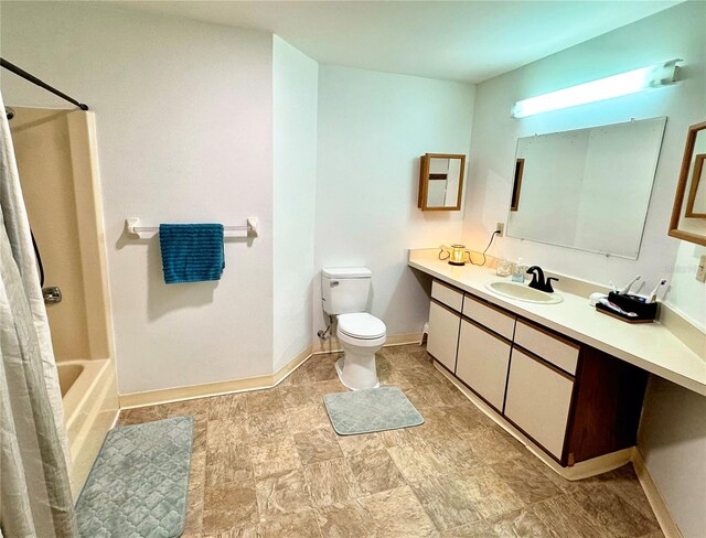 full bathroom featuring vanity, toilet, and shower / washtub combination