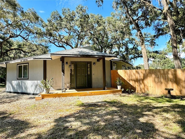 view of front of home with a deck