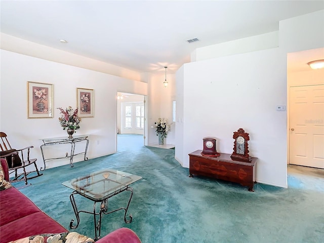 living room with carpet floors