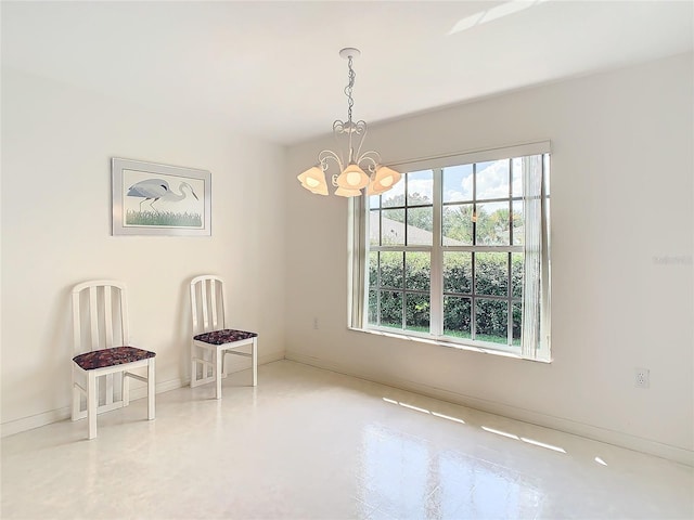 interior space featuring a notable chandelier