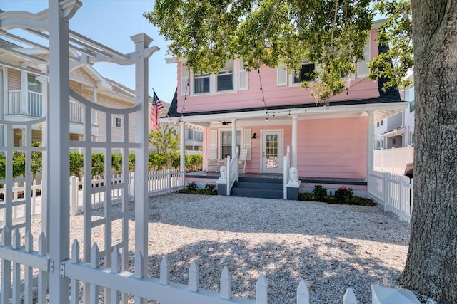 view of front of property with covered porch