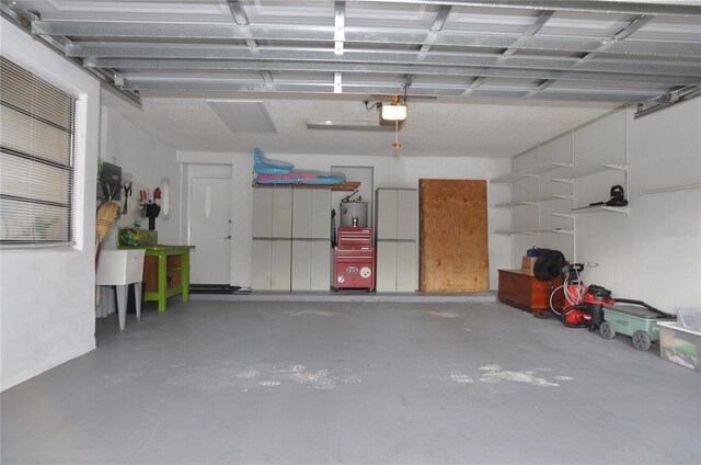 garage with a garage door opener