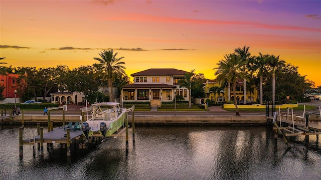 dock area featuring a water view