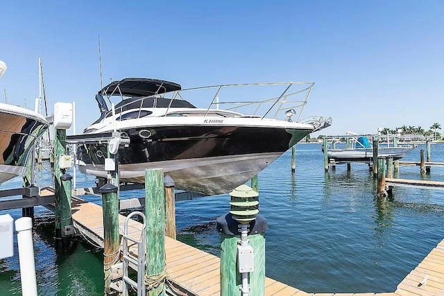 dock area featuring a water view