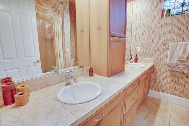 bathroom featuring vanity and tile patterned floors