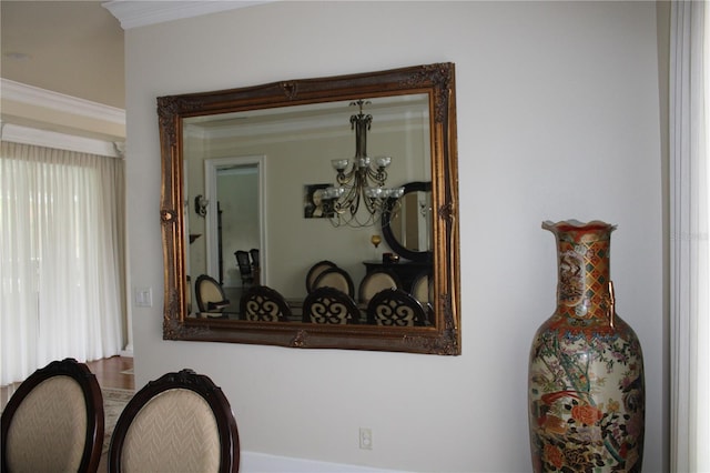 interior details with an inviting chandelier