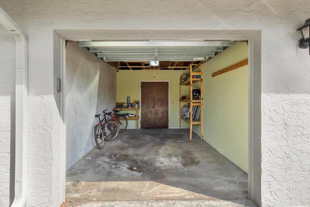 garage with a garage door opener